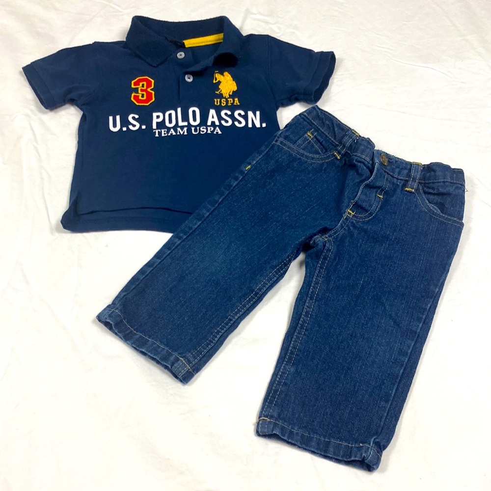 US polo association boys matching shirt and pants set size 18 months